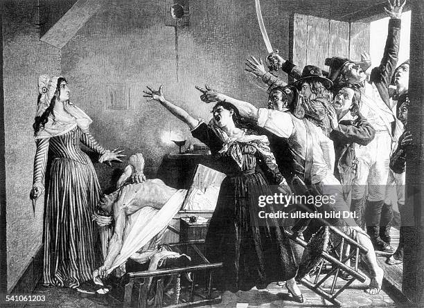 Marat, Jean-Paul 1744-1793physician,revolutionist, franceassassination of Marat by Charlotte Corday 13.07.1793engraving after a painting of J.J....