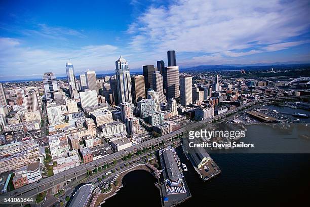 seattle - seattle aerial stock pictures, royalty-free photos & images