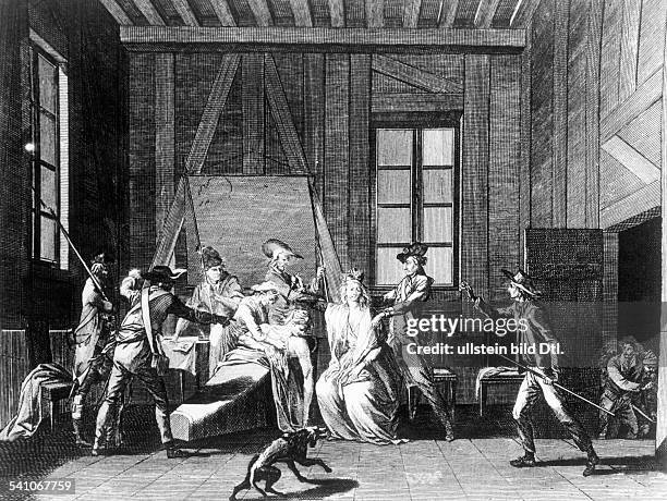 Marat, Jean-Paul 1744-1793physician,revolutionist, franceassassination of Marat by Charlotte Corday 13.07.1793engraving of M.G. Eichler after a...