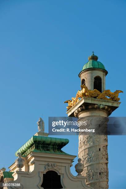 church of st. charles, vienna, austria - karlskirche - fotografias e filmes do acervo