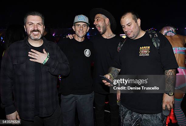 Pasquale Rotella, Wesley Trbovich, Tal Cooperman and Brandon Roque attend the 20th Annual Electric Daisy Carnival - Day 1 at Las Vegas Motor Speedway...