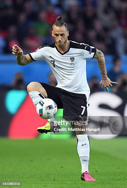 Marko Arnautovic of Austria in action during the UEFA EURO 2016 Group F match between Portugal and Austria at Parc des Princes on June 18, 2016 in...