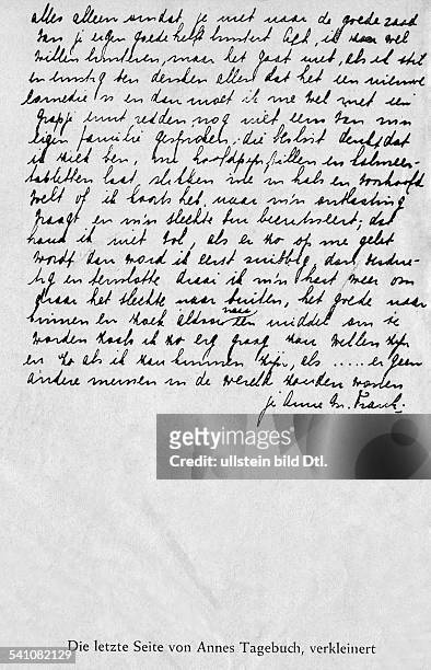 Frank, Anne *-Maerz 1945+Juedin, D- die letzte Seite des Tagebuchs- undatiert