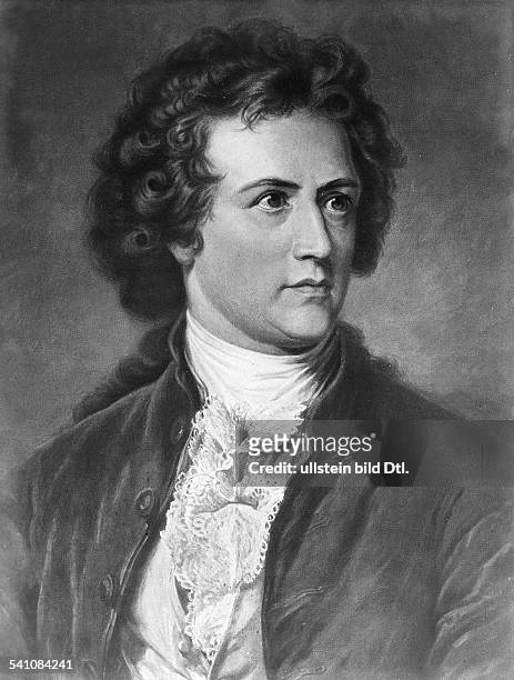 Portrait of the German writer and poet Johann Wolfgang von Goethe during his younger years