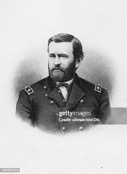 Grant, Ulysses Simpson *27.04.1822-23.07.1885+General, Politiker, USA18. Praesident 1869-1877- Portrait, zeitgenoessischer Stich- undatiert