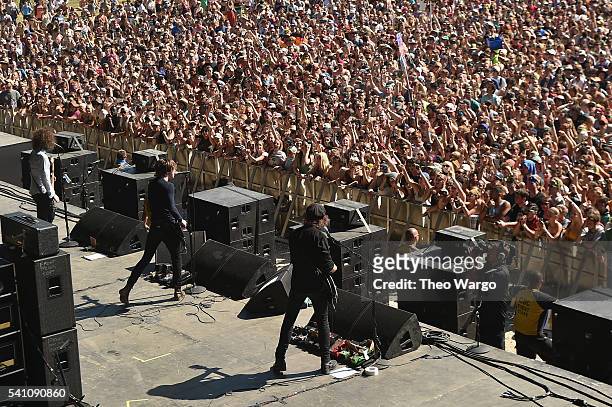 Recording artists Benjamin Blakeway, Van McCann and Johnny Bond of Catfish and the Bottlemen perform onstage at Firefly Music Festival on June 18,...