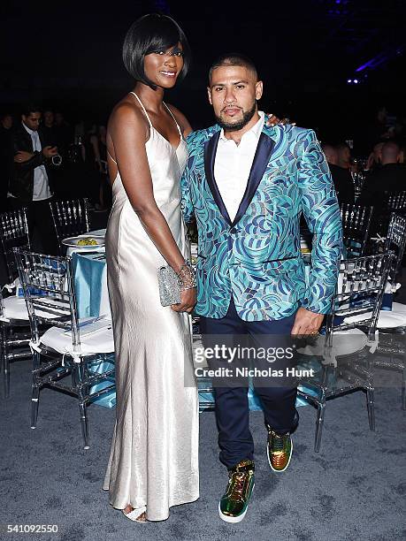 Dawn Leak and Andy Diaz attend the 7th Annual amfAR Inspiration Gala at Skylight at Moynihan Station on June 9, 2016 in New York City.