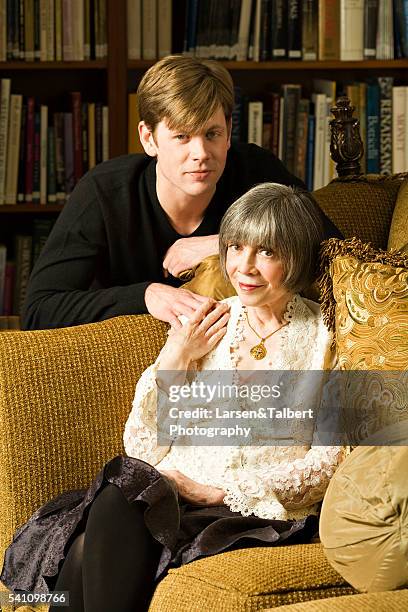 Author Anne Rice and son/author Christopher Rice pose for a portrait on February 25, 2008 at home in Palm Desert, California.
