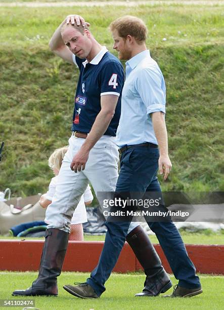 Prince William, Duke of Cambridge and Prince Harry attend the Maserati Royal Charity Polo Trophy Match on June 18, 2016 in Tetbury, England.