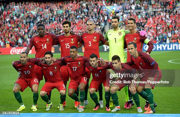 The Portugal team pose for a team group before the UEFA EURO 2016 Group F match between Portugal and Austria at Parc des Princes on June 18, 2016 in...
