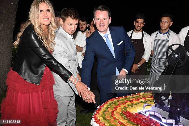 Tiziana Rocca, Jeremy Renner and Alain Zimmermann attend Baume & Mercier - 62 Taormina Film Fest Gala Dinner on June 18, 2016 in Taormina, Italy.