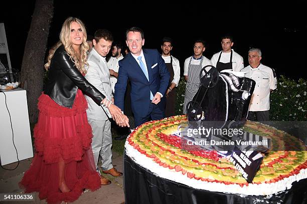 Tiziana Rocca, Jeremy Renner and Alain Zimmermann attend Baume & Mercier - 62 Taormina Film Fest Gala Dinner on June 18, 2016 in Taormina, Italy.