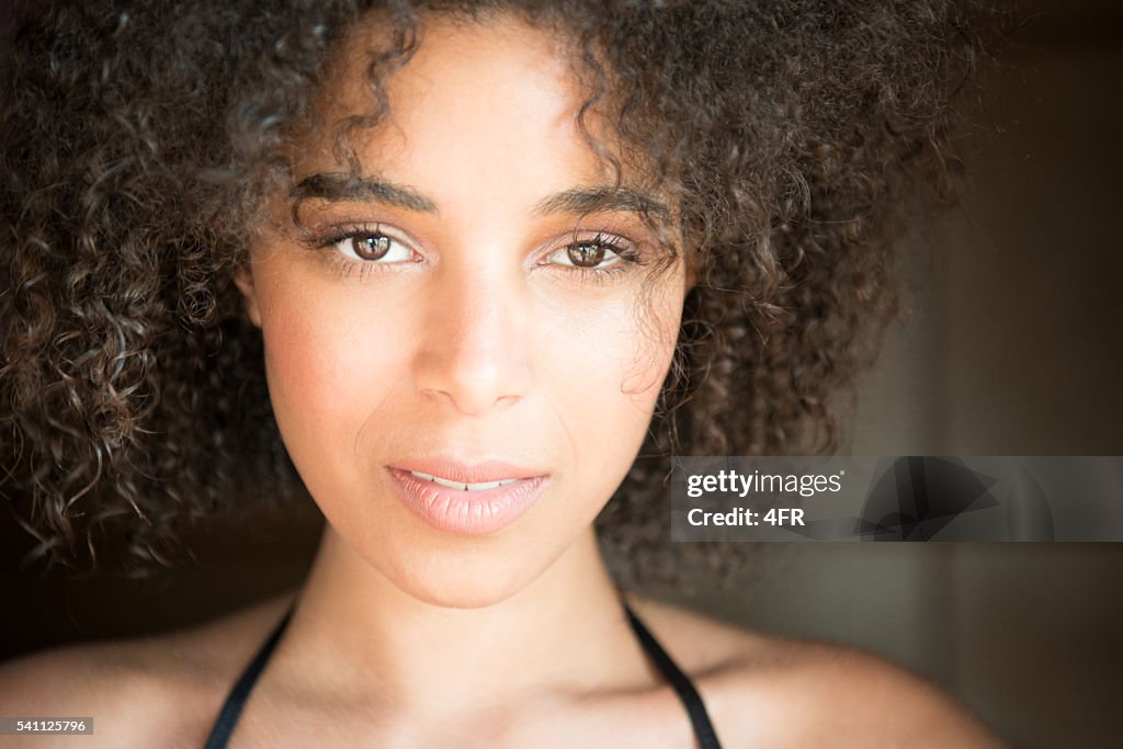 European Mixed Races Beautiful Mixed Race Woman Intense Portrait High-Res Stock Photo ...