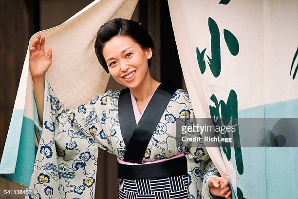 japanese woman in edo period town - edo period stock pictures, royalty-free photos & images