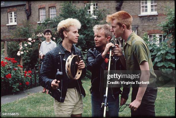 Depeche Mode in the grounds of Blackwing Studios, London, 17 June 1981. L-R Dave Gahan, Martin Gore, Vince Clark, Andy Fletcher.