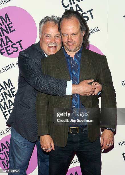 Actors Tommy Nohilly and Larry Fessenden attend the BAMcinemaFest 2016 - "In A Valley Of Violence" premiere at BAM Harvey Theater on June 18, 2016 in...