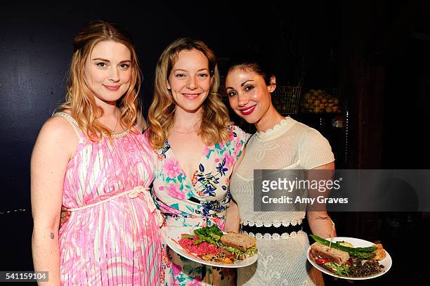 Alexandra Breckenridge, Melinda Dahl and Diane Marshall-Green attend the Alexandra Breckenridge Baby Shower on June 18, 2016 in Los Angeles...