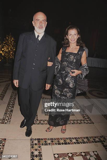 Italian artist Francesco Clemente with his wife Alba attending the 'Angkor Wat Revisited' benefit gala at Cipriani, New York City, USA, circa 2000.