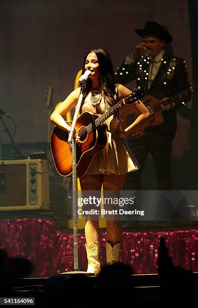 June 18: Kacey Musgraves performs during Muskogee G Fest 2016 at Hatbox Field on June 18, 2016 in Muskogee, Oklahoma.