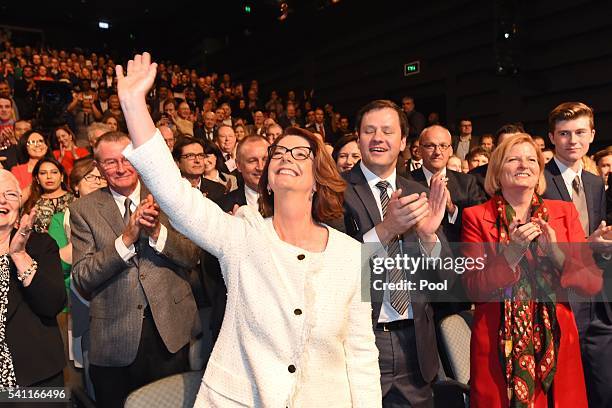 Former prime minister Julia Gillard arrive to listen to Leader of the Opposition Bill Shorten at the Labor campaign launch at the Joan Sutherland...