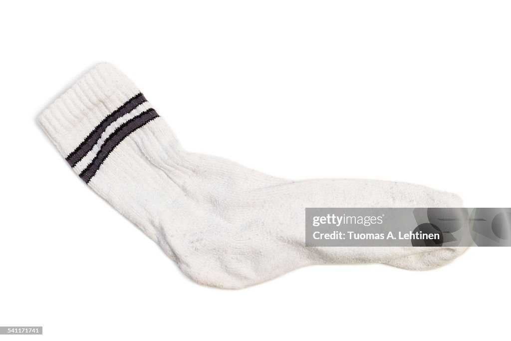 One white tennis sock isolated on white