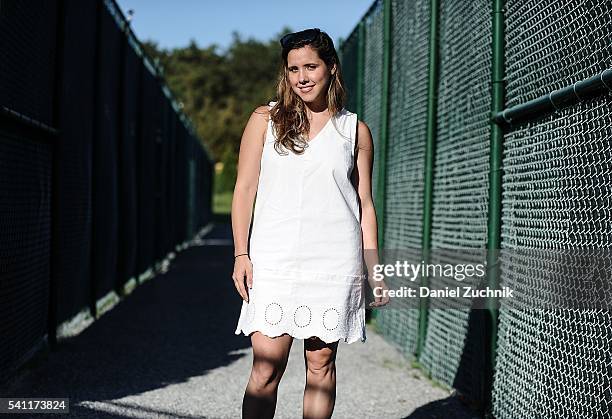 Cristina Graham attends The Daily Summer's celebration of Marion Bartoli's new LOVE FILA collection at Hampton Racquet on June 18, 2016 in East...