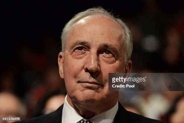 Former prime minister Paul Keating waits for Leader of the Opposition Bill Shorten at the Labor campaign launch at the Joan Sutherland Performing...