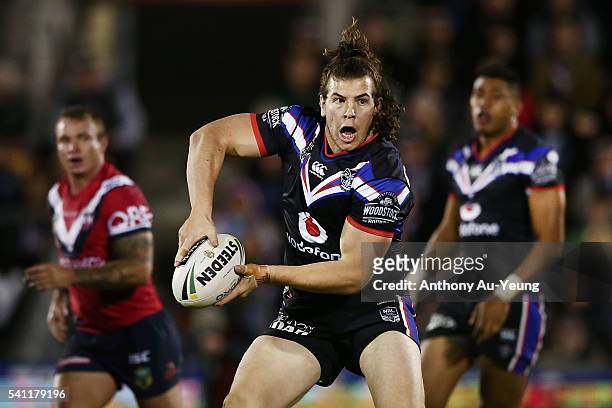 Charlie Gubb of the Warriors in action during the round 15 NRL match between the New Zealand Warriors and the Sydney Roosters at Mt Smart Stadium on...