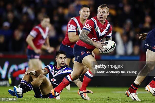 Jake Friend of the Roosters in action during the round 15 NRL match between the New Zealand Warriors and the Sydney Roosters at Mt Smart Stadium on...