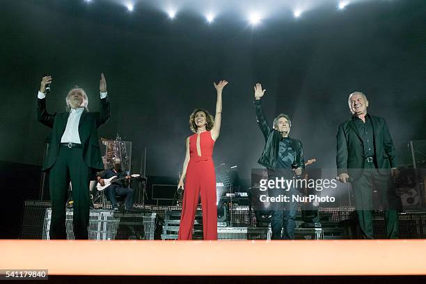Joan Manuel Serrat, Ana Belen, Victor Manuel and Miguel Rios during the concert &quot;The pleasure is ours&quot; in the Sports Palace of Madrid,...
