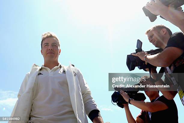 Mario Goetze of Germany arrives for a Germany press conference at Ermitage Evian on June 19, 2016 in Evian-les-Bains, France.