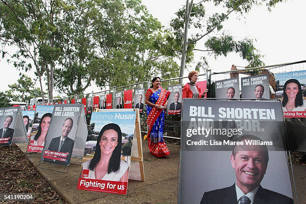 Ladies arrive at the Australian Labor Party 2016 Federal Campaign Launch at the Joan Sutherland Performing Arts Centre on June 19, 2016 in Sydney,...