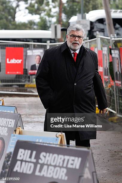 Federal Senator Kim Carr arrives at the Australian Labor Party 2016 Federal Campaign Launch at the Joan Sutherland Performing Arts Centre on June 19,...