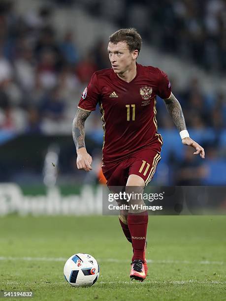 Pavel Mamaev of Russia during the UEFA EURO 2016 Group B group stage match between Russia and Slovakia at the Stade Pierre-mauroy on june 15, 2016 in...