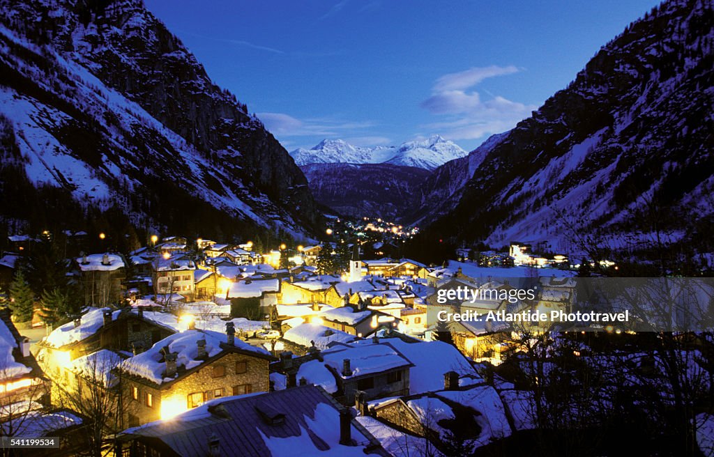 View of Entreves at Night