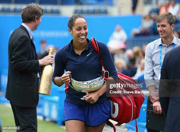 Madison Keys of United States with the Maud Watson trophy after her victory in the Women's Singles Final against Barbara Strycova of Czech Republic...