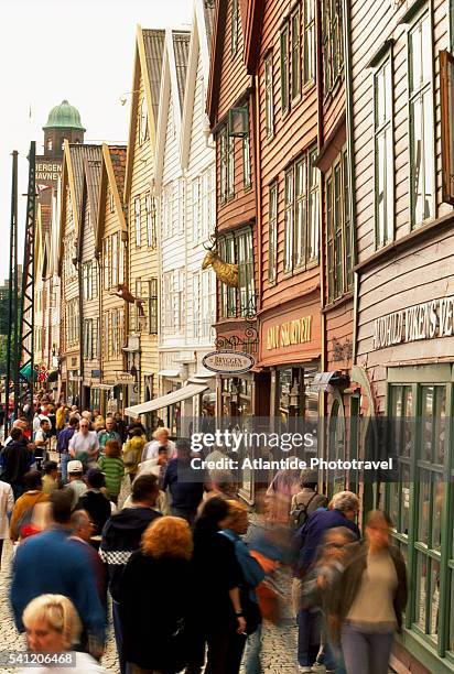 the hanseatic quarter - bryggen stock pictures, royalty-free photos & images