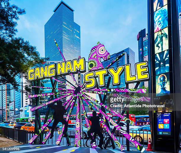 gangnam, installation in honor of the famous song gangnam style - pop musician stock pictures, royalty-free photos & images