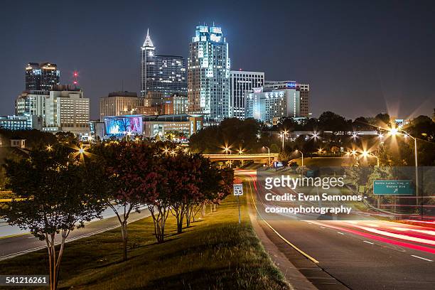 downtown raleigh skyline at night - raleigh ストックフォトと画像