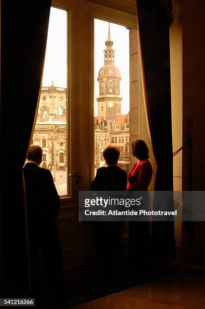 foyer of semperoper theater - semperoper stock pictures, royalty-free photos & images