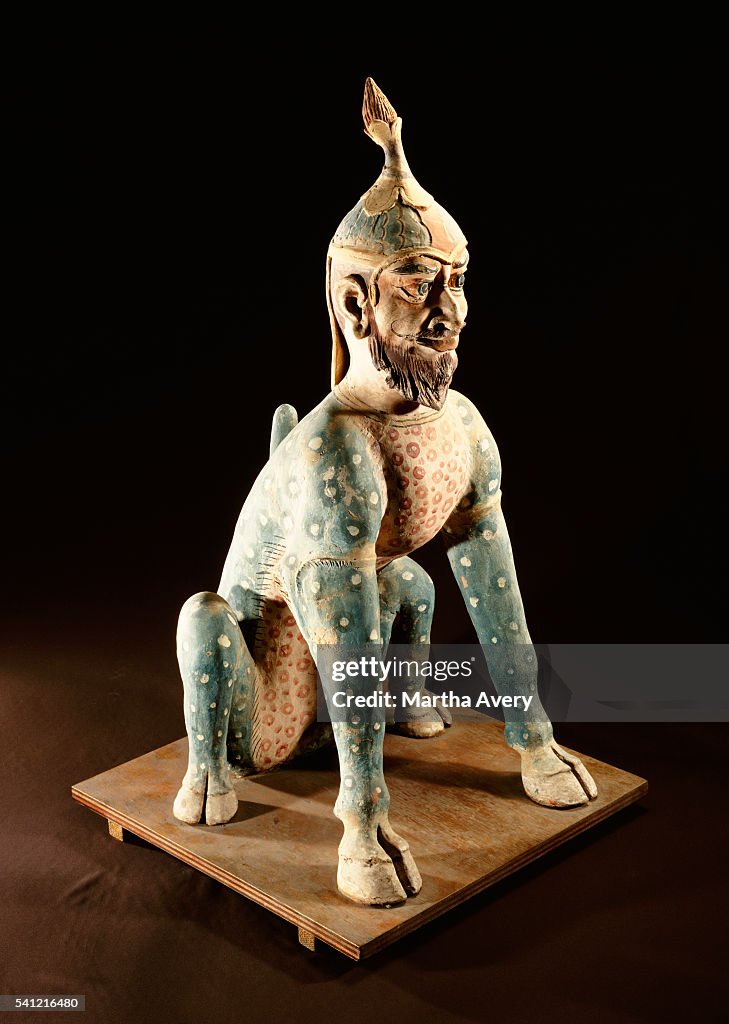 Tang Rabbit Statue This guardian statue combines the body of a beast with the head of a ...