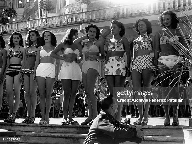 Italian actress Gina Lollobrigida came third in the Miss Italy competition behind Lucia Bose and Gianna Maria Canale. A number of the contestants...