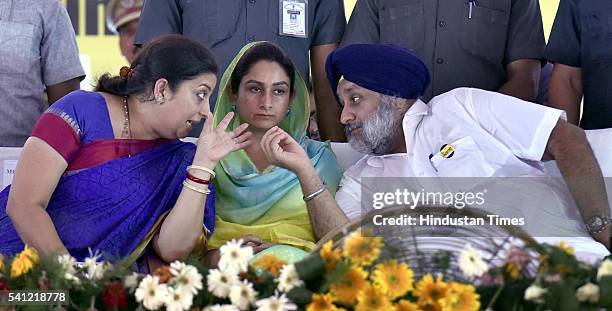 Human Resource Development Minister Smriti Irani, Union Cabinet Minister of Food Processing Harsimrat Kaur Badal and Deputy Chief Minister Sukhbir...