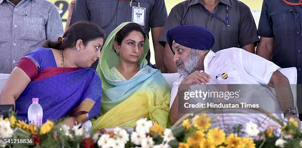 Human Resource Development Minister Smriti Irani, Union Cabinet Minister of Food Processing Harsimrat Kaur Badal and Deputy Chief Minister Sukhbir...