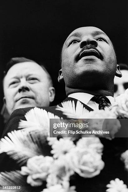 Martin Luther King Jr. And Walter Reuther, president of the UAW, attend the memorial for Reverend James Reeb. Reeb was beaten to death by...