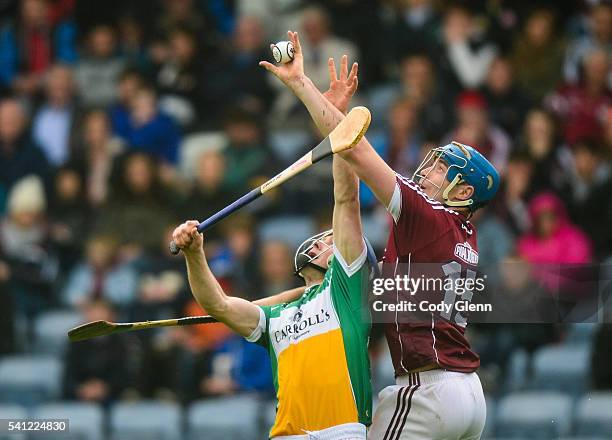 Portlaoise , Ireland - 19 June 2016; Conor Cooney of Galway in action against Chris McDonald of Offaly during the Leinster GAA Hurling Senior...