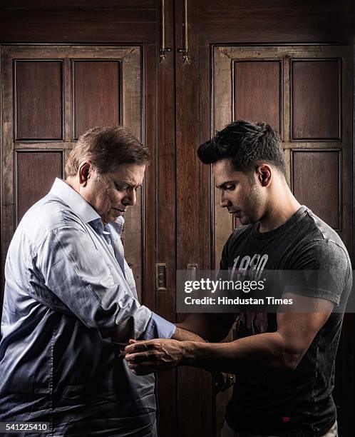 The father-son duo Bollywood actor Varun Dhawan and director David Dhawan during an exclusive interview with Hindustan Times for Father's Day special...