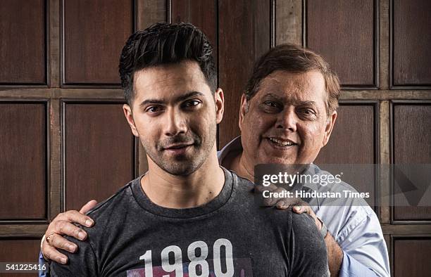 The father-son duo Bollywood actor Varun Dhawan and director David Dhawan during an exclusive interview with Hindustan Times for Father's Day special...