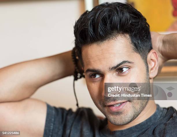 Bollywood actor Varun Dhawan during an exclusive interview with Hindustan Times for Father's Day special at his home in Juhu, on June 11, 2016 in...