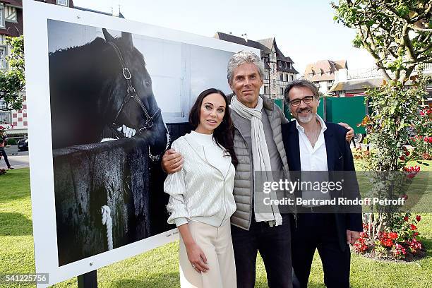 Alexandra Cardinale, Dominique Desseigne and Photographer Emmanuele Scorcelletti attend the Hotel Normandy Re-Opening at Hotel Normandy on June 18,...